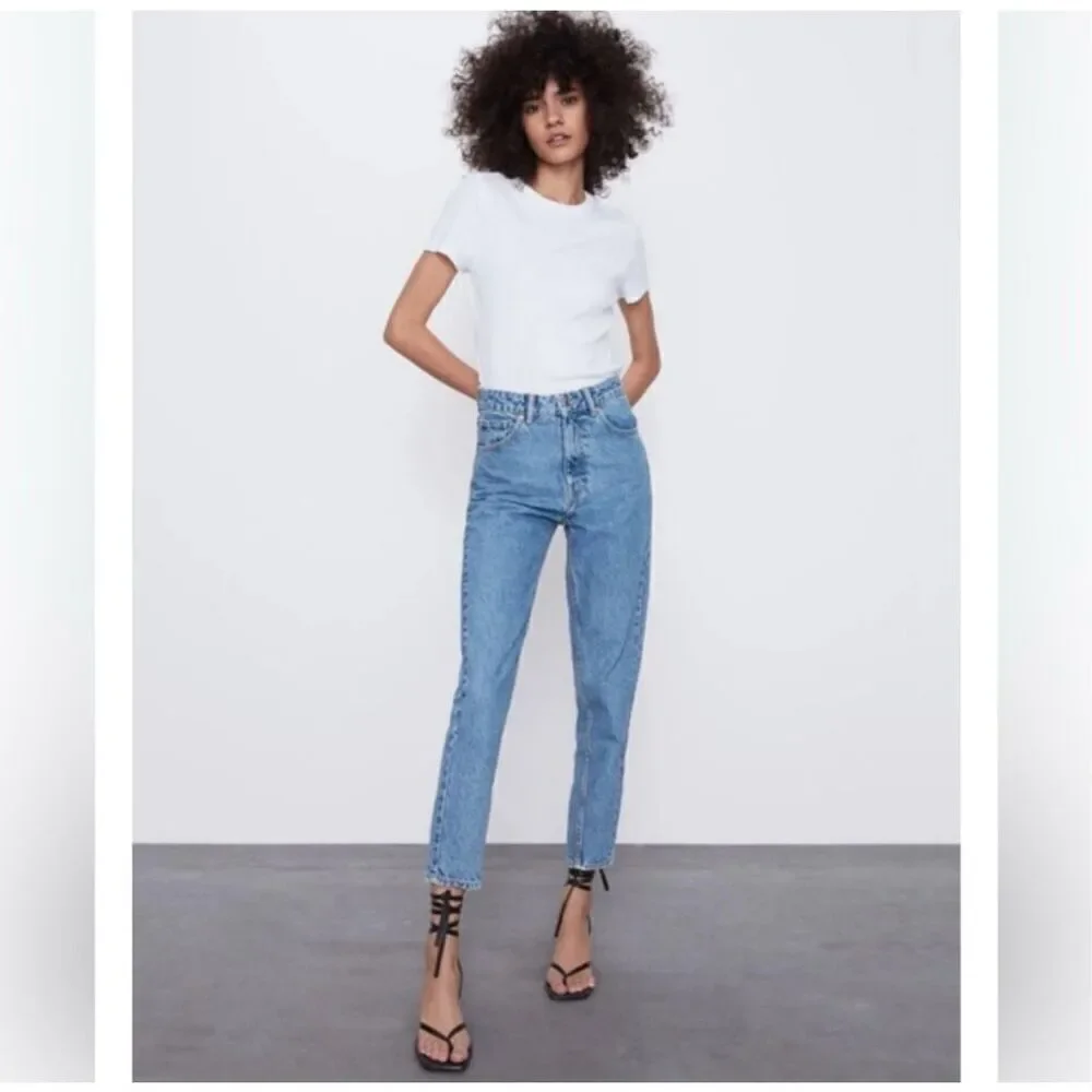 Zara Comfort Mom Fit High-Rise Ankle Length Denim Jeans Women’s 10